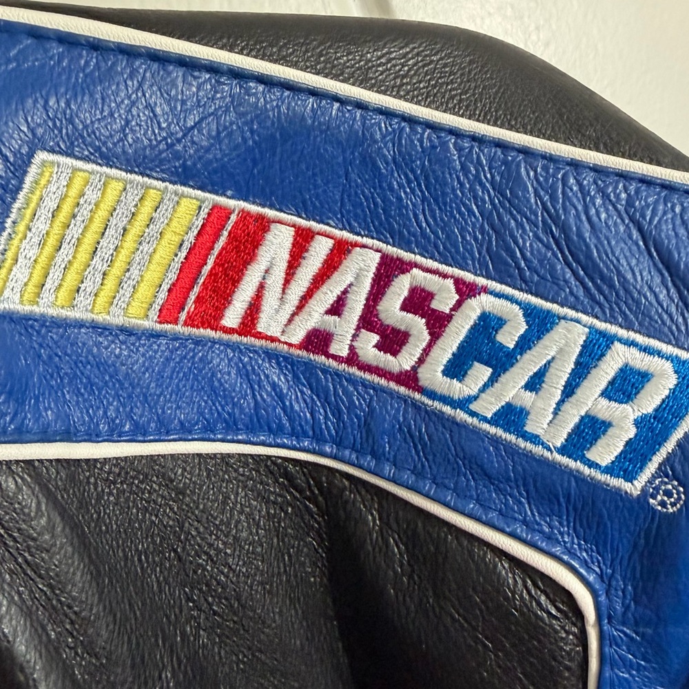 Vintage NASCAR Racing Leather Jacket JH Design 2XL Blue/Black Embroidered - Picture 6 of 10